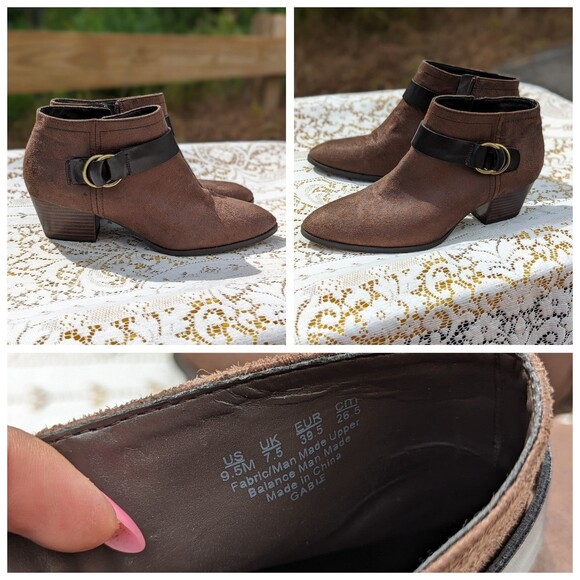 Franco Sarto Size 9.5M Faux Suede Brown Gabie Ankle Booties Boots (sb2) - Picture 1 of 5